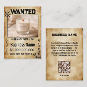 Tarjeta De Visita Negocio de Velas de Cartel de Pirata Rústico Busca