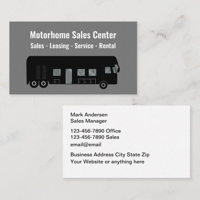 Tarjeta De Visita Negocio de venta y servicio de autocaravanas (Anverso / Reverso)