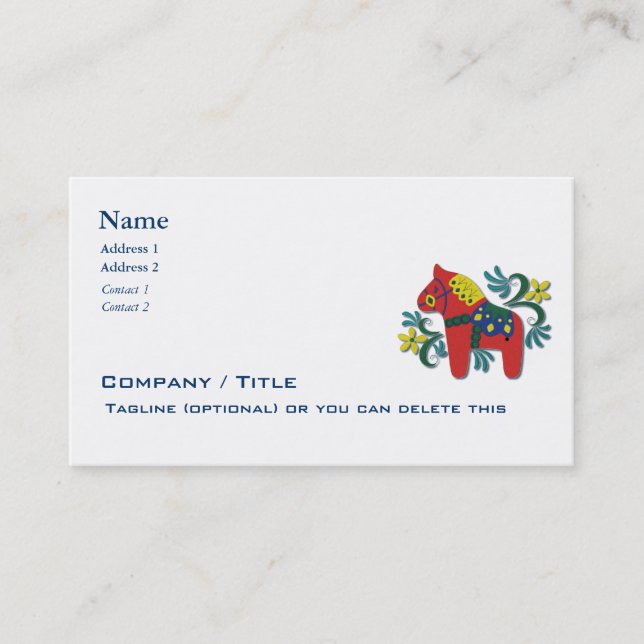 Tarjeta De Visita Negocio del caballo de Dala del escandinavo (Anverso)