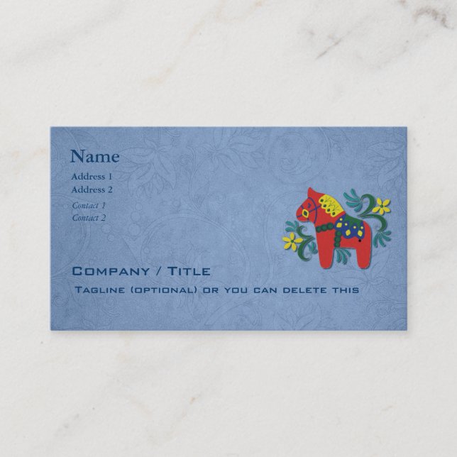 Tarjeta De Visita Negocio del caballo de Dala del escandinavo (Anverso)