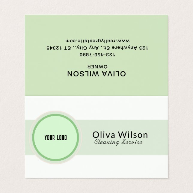 Tarjeta De Visita Negocio del servicio de limpieza ilustrativa de co (Exterior desplegado)