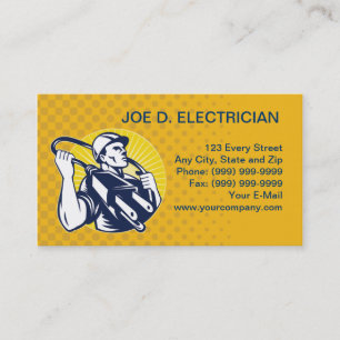 Tarjeta De Visita negocio eléctrico del trabajador del instalador d