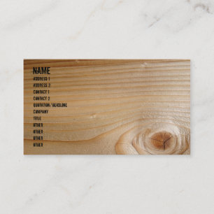 Tarjeta De Visita Negocio en la madera inacabada