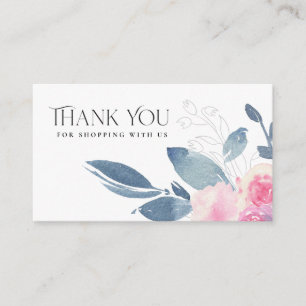 TARJETA DE VISITA NEGOCIO FLORAL AZUL DE RUBOR SUAVE GRACIAS
