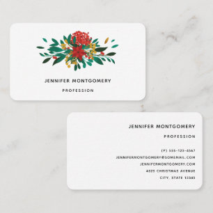 Tarjeta De Visita Negocio floral moderno de Navidad en rojo, verde y