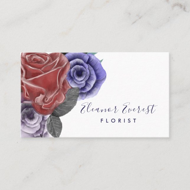 Tarjeta De Visita Negocio florista profesional de la rosa roja (Anverso)