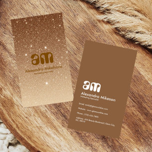 Tarjeta De Visita Negocio Glam Glitter Dorado