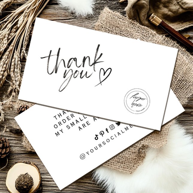 Tarjeta De Visita Negocio Gracias a Elegante Blanco y Negro (Business Thank You Elegant Black and White Business Card #zazzlemade #blackwhitethankyoucard #simple)