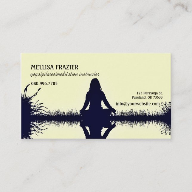 Tarjeta De Visita Negocio/instructor de la meditación de Pilates de (Anverso)