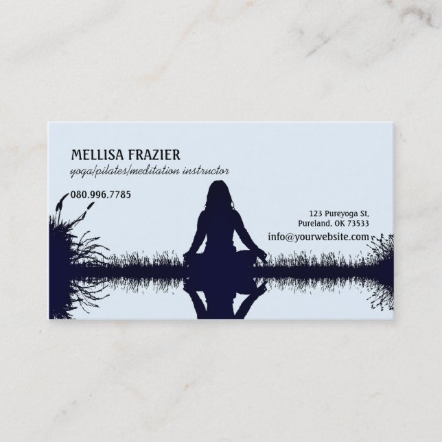 Tarjeta De Visita Negocio/instructor de la meditación de Pilates de (Anverso)
