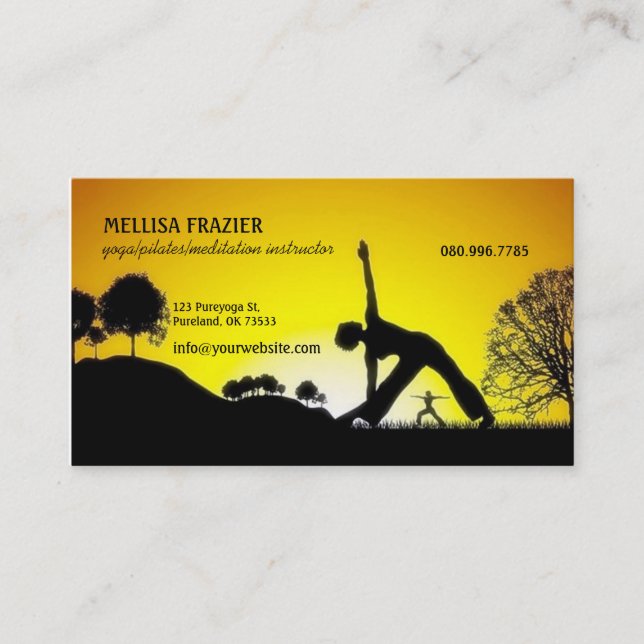 Tarjeta De Visita Negocio/instructor de la meditación de Pilates de (Anverso)