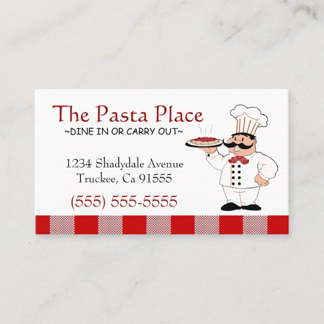 Tarjeta De Visita Negocio italiano de la pizza del restaurante el | (Anverso)