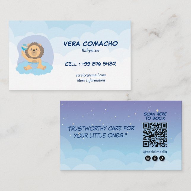 Tarjeta De Visita Negocio moderno para el cuidado de niños | Bebysit (Anverso / Reverso)