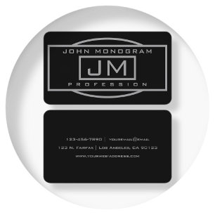 Tarjeta De Visita Negocio monogramado geométrico y negro para hombre