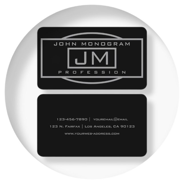 Tarjeta De Visita Negocio monogramado geométrico y negro para hombre (Subido por el creador)