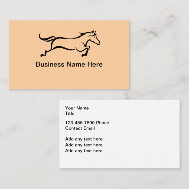 Tarjeta De Visita Negocio o Servicios de Tema Ecuestre (Anverso / Reverso)