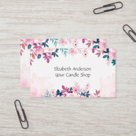 Tarjeta De Visita Negocio pequeño femenino floral verde rosa