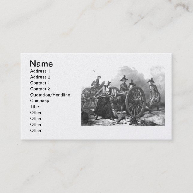 Tarjeta De Visita Negocio revolucionario Ca del cañón de la jarra de (Anverso)