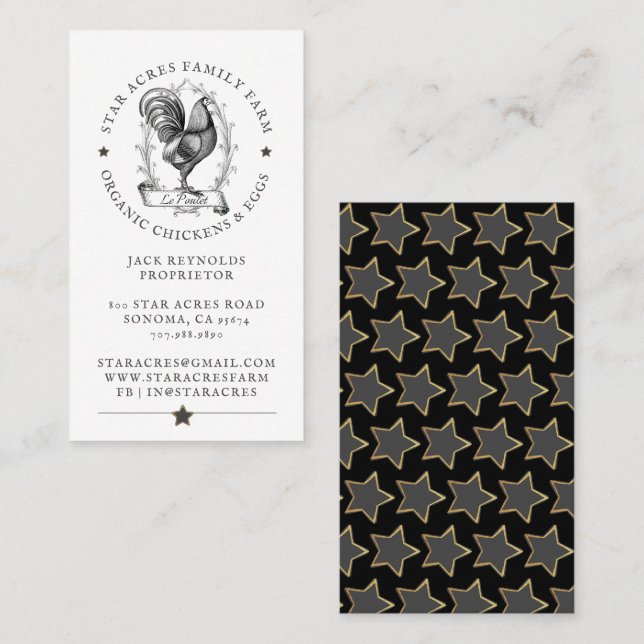 Tarjeta De Visita Negocio Rústico de Huevos Orgánicos Frescos (Anverso / Reverso)