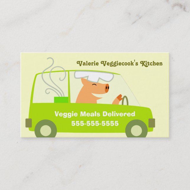 Tarjeta De Visita Negocio vegetariano de la entrega de la comida (Anverso)