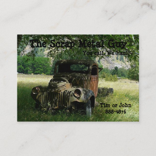 Tarjeta De Visita Negocios antiguos de la chatarra del vehículo (Anverso)