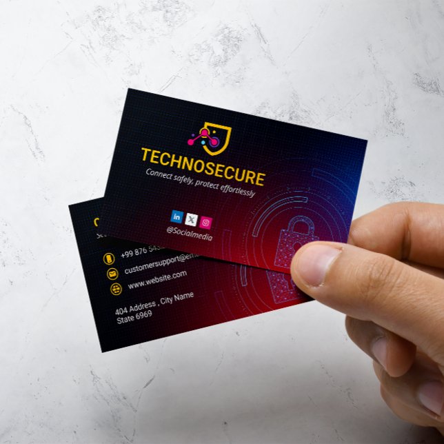 Tarjeta De Visita Negocios de ciberseguridad | Naranja oscuro futuri (Subido por el creador)