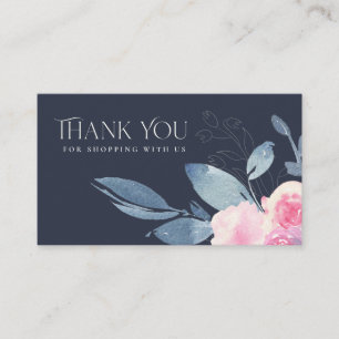TARJETA DE VISITA NEGOCIOS FLORALES AZULES DE RUBOR SUBTILES GRACIAS