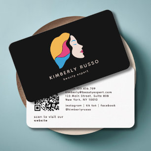Tarjeta De Visita Negocios modernos, de moda, QR Code, Salon, con lo
