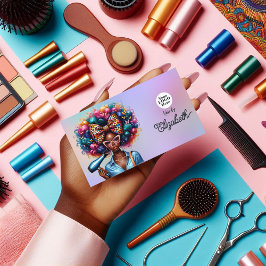 Tarjeta De Visita Negra Afrocéntrica Marca de Salón de Pelo para Muj