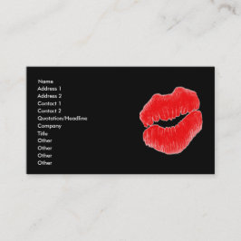 Tarjeta de visita negra blanca de los labios rojos