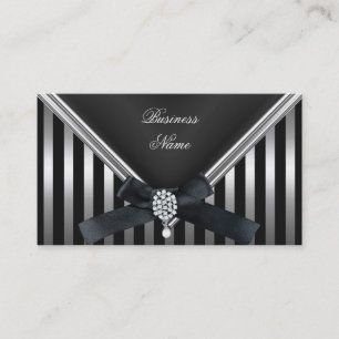 Tarjeta de visita negra blanca raya plata Bolso