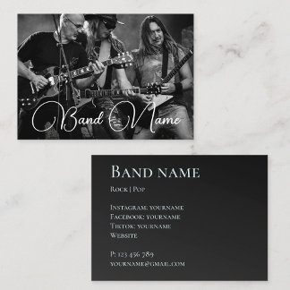 Tarjeta de visita negra de la banda de música de t