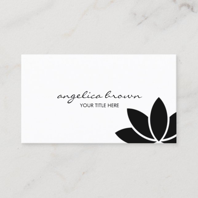 Tarjeta de visita negra de la flor de Lotus (Anverso)