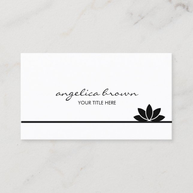 Tarjeta de visita negra de la flor de Lotus (Anverso)
