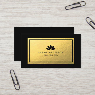 Tarjeta de visita negra de la flor de Lotus del