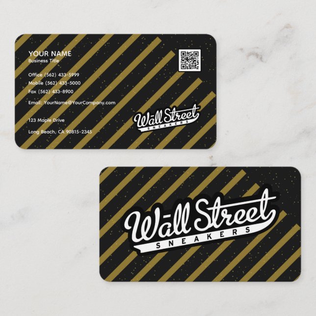 Tarjeta de visita negra de lujo con barra de oro y (Anverso / Reverso)