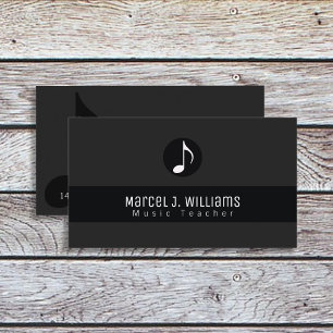 Tarjeta de visita negra de música con nota musical