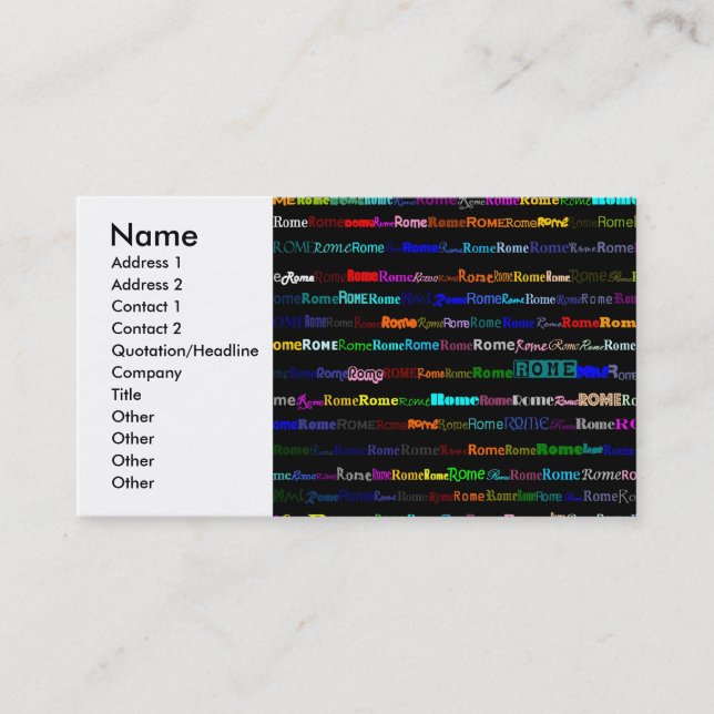 Tarjeta de visita negra de Roma (Anverso)