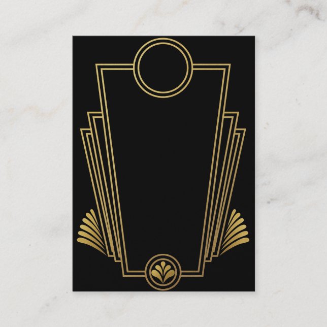 Tarjeta de visita negra del art déco del oro (Anverso)