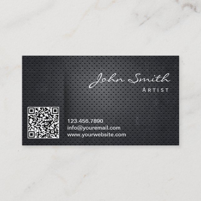 Tarjeta de visita negra del artista del código del (Anverso)