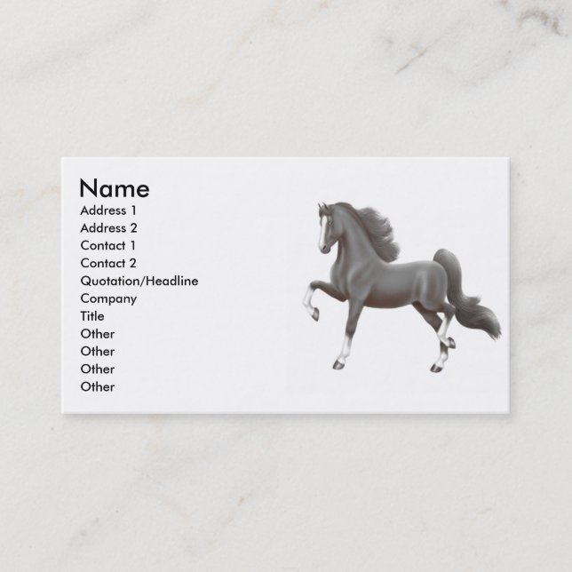 Tarjeta de visita negra del caballo de Gaited (Anverso)