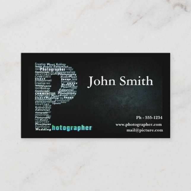 Tarjeta de visita negra del fotógrafo (Anverso)
