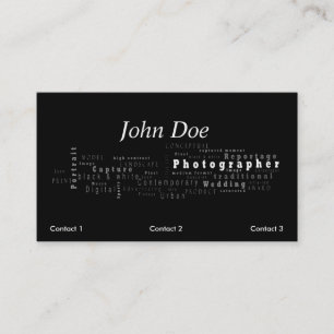 Tarjeta de visita negra del fotógrafo