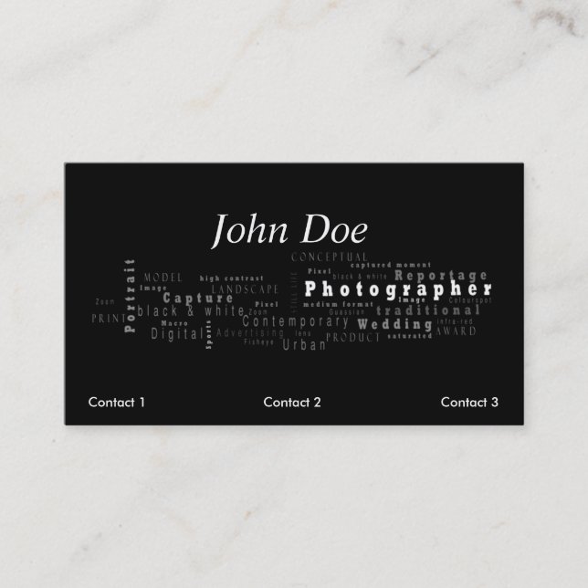 Tarjeta de visita negra del fotógrafo (Anverso)