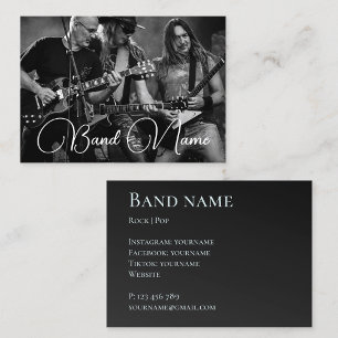 Tarjeta de visita negra del grupo de bandas de mús