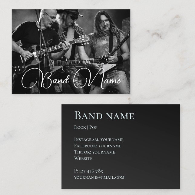 Tarjeta de visita negra del grupo de bandas de mús (Subido por el creador)
