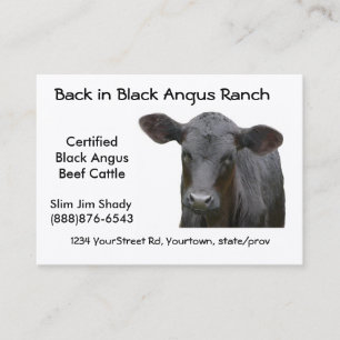 Tarjeta de visita negra del rancho de ganado de