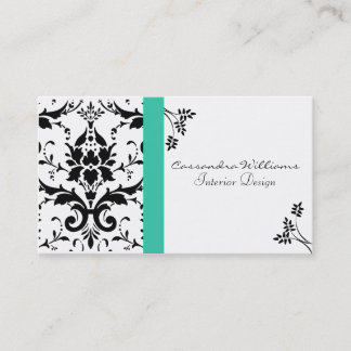 Tarjeta de visita negra elegante del damasco y de