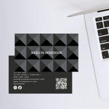 Negra Geométrica Moderna Negrita Resumen Código QR