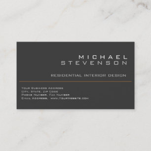 Tarjeta de visita negra gris llana linda del